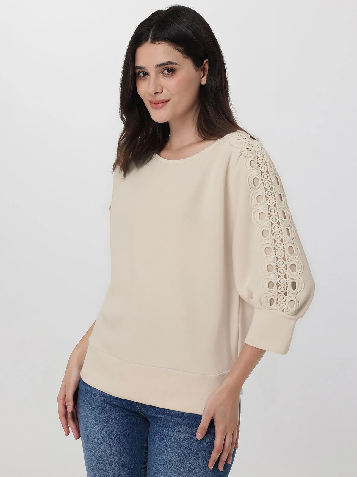 Lace Inset Sleeve Dolman Top sold by 89th & Madison product image thumbnail 3