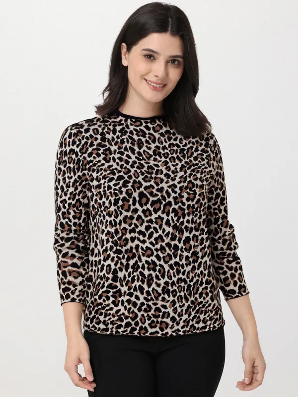 Leopard Print Mock Neck Sweater sold by 89th & Madison