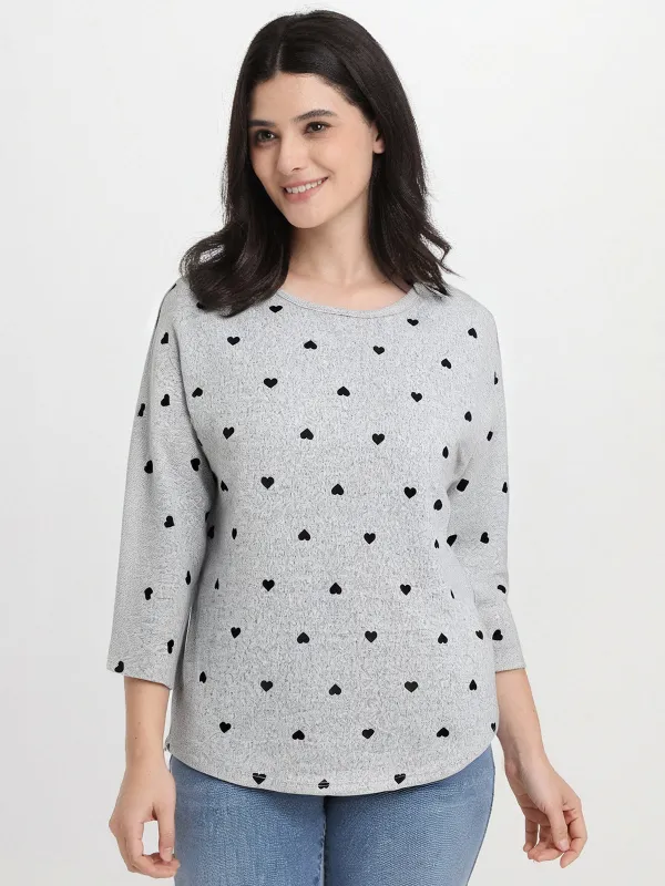 Heart Print Dolman Sleeve Top sold by 89th & Madison