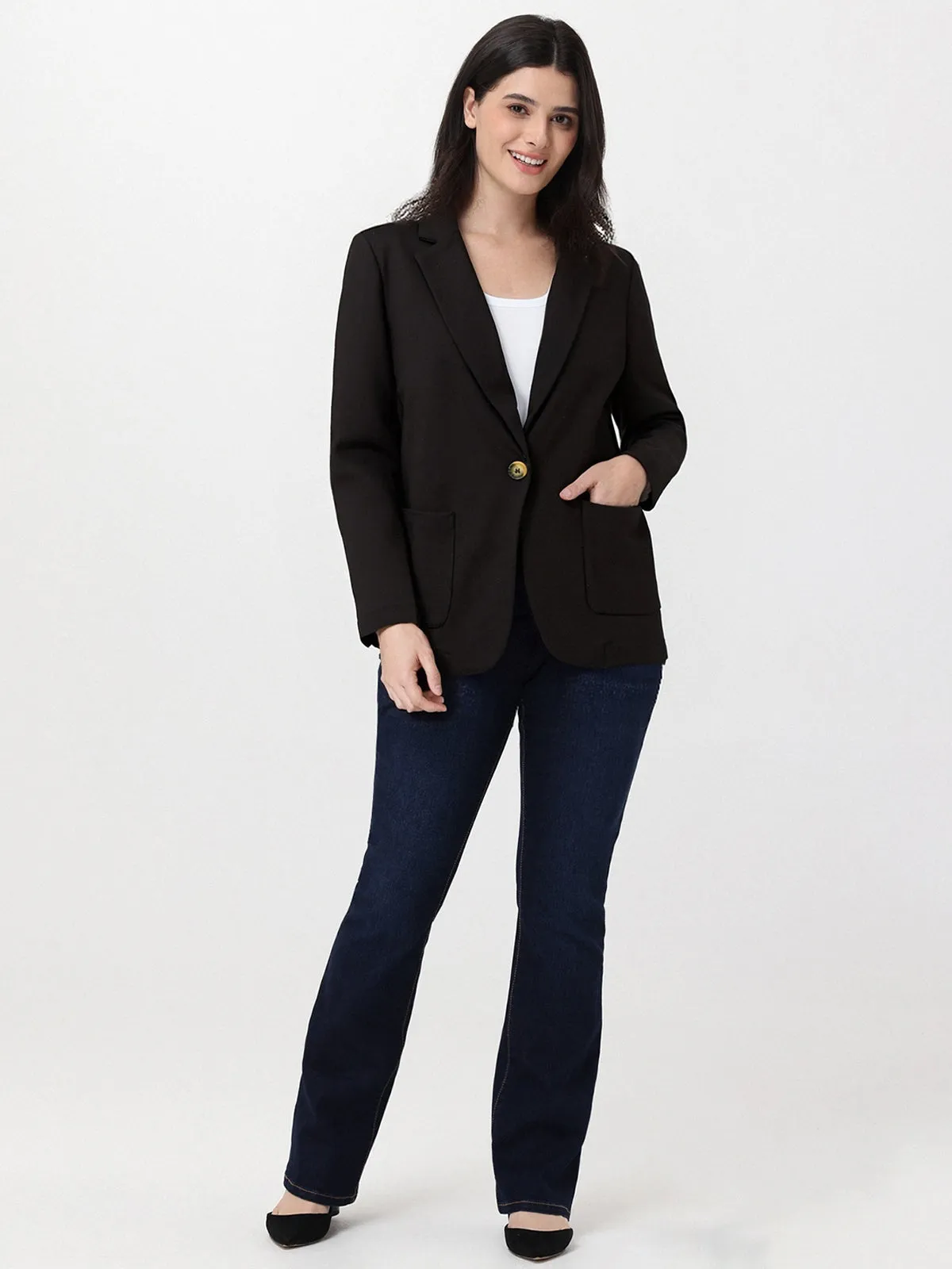 Lapel Collar One-Button Blazer sold by 89th & Madison product image thumbnail 4