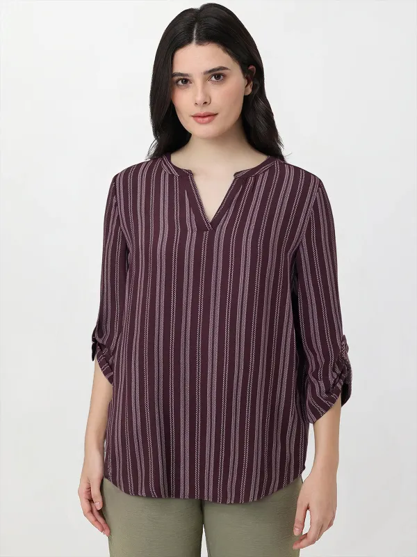 Stripe Split Neck Popover Blouse sold by 89th & Madison