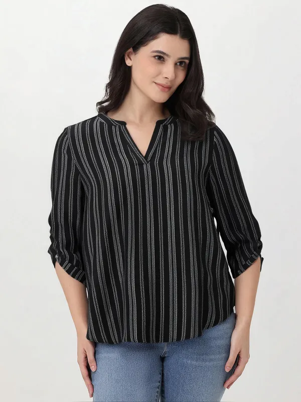 Stripe Split Neck Popover Blouse sold by 89th & Madison