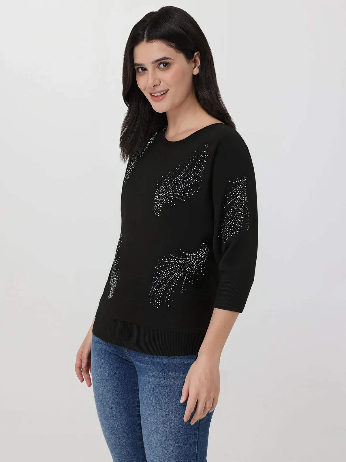 Rhinestone Embellished Boatneck Pullover sold by 89th & Madison product image thumbnail 3