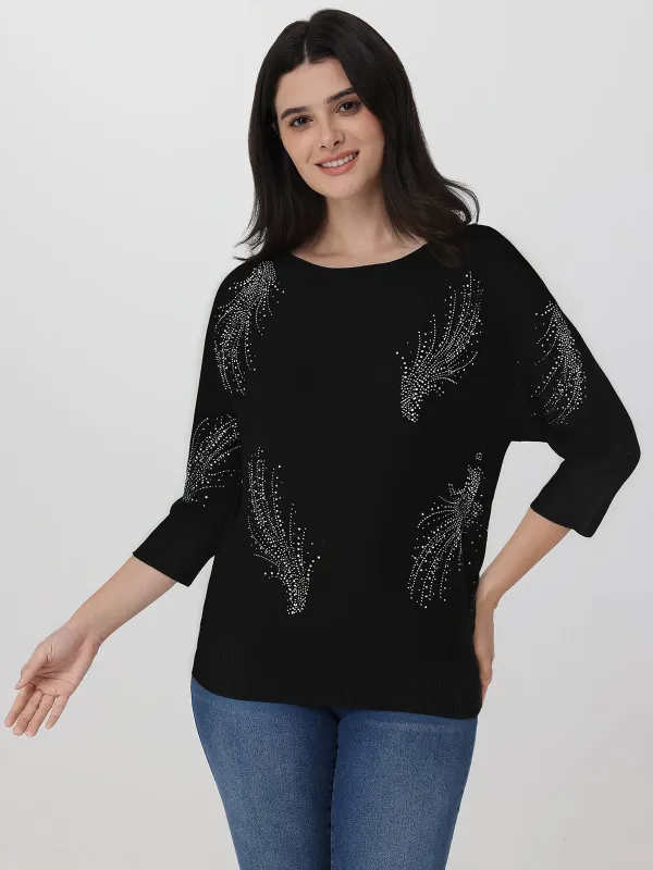 Rhinestone Embellished Boatneck Pullover sold by 89th & Madison