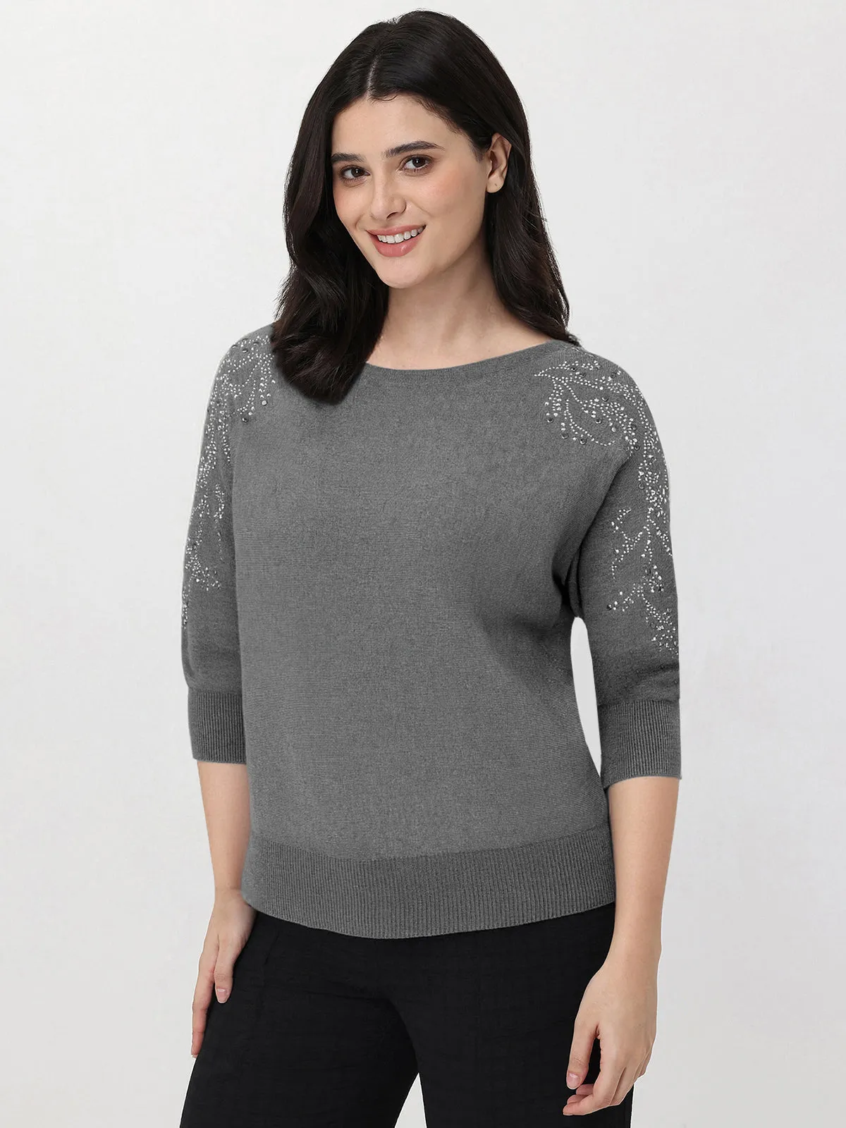 Rhinestone Embellished Sleeve Pullover sold by 89th & Madison