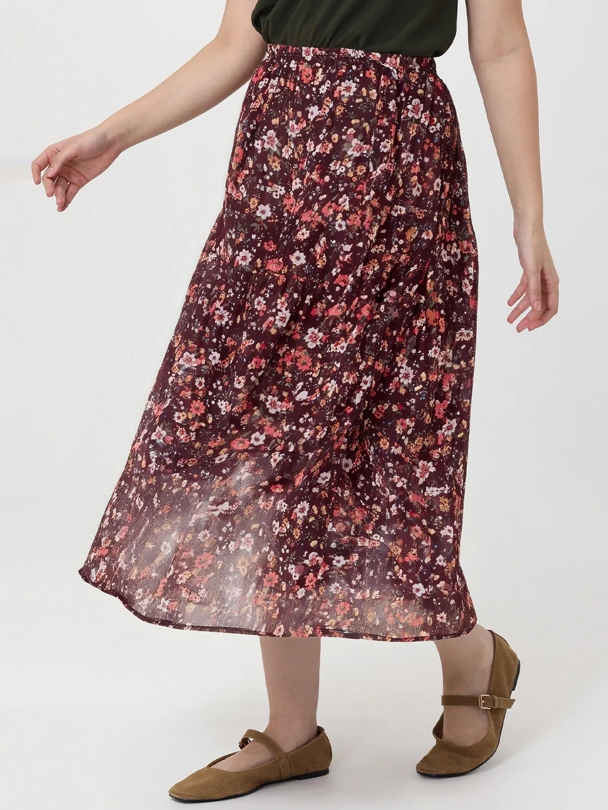 Floral Tiered Midi Skirt sold by 89th & Madison product image thumbnail 3
