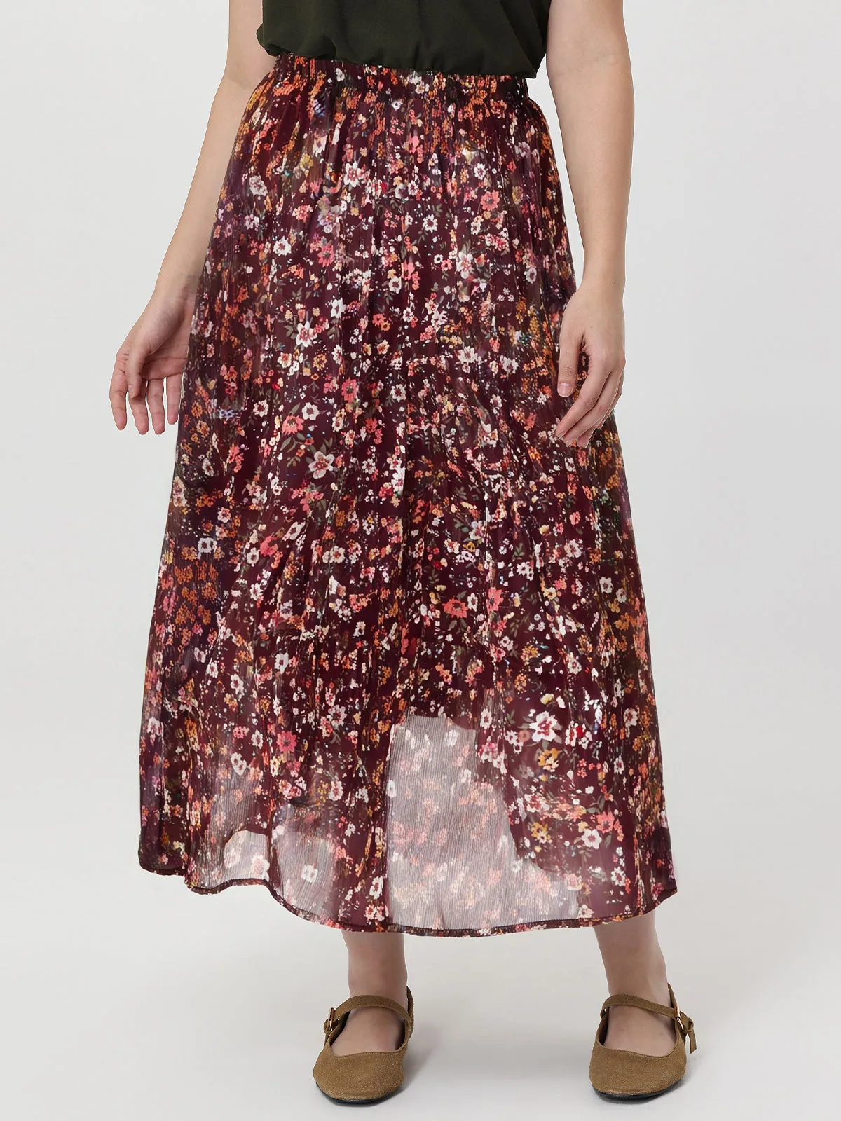 Floral Tiered Midi Skirt sold by 89th & Madison product image thumbnail 4