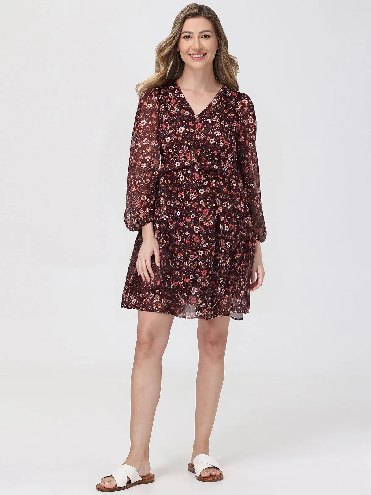 Floral Print Ruffle Mini Dress sold by 89th & Madison product image thumbnail 5