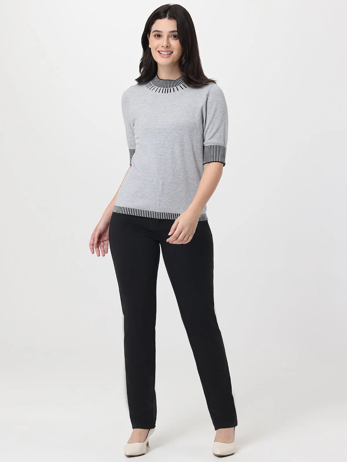 Contrast Trim Mock Neck Sweater sold by 89th & Madison product image thumbnail 5