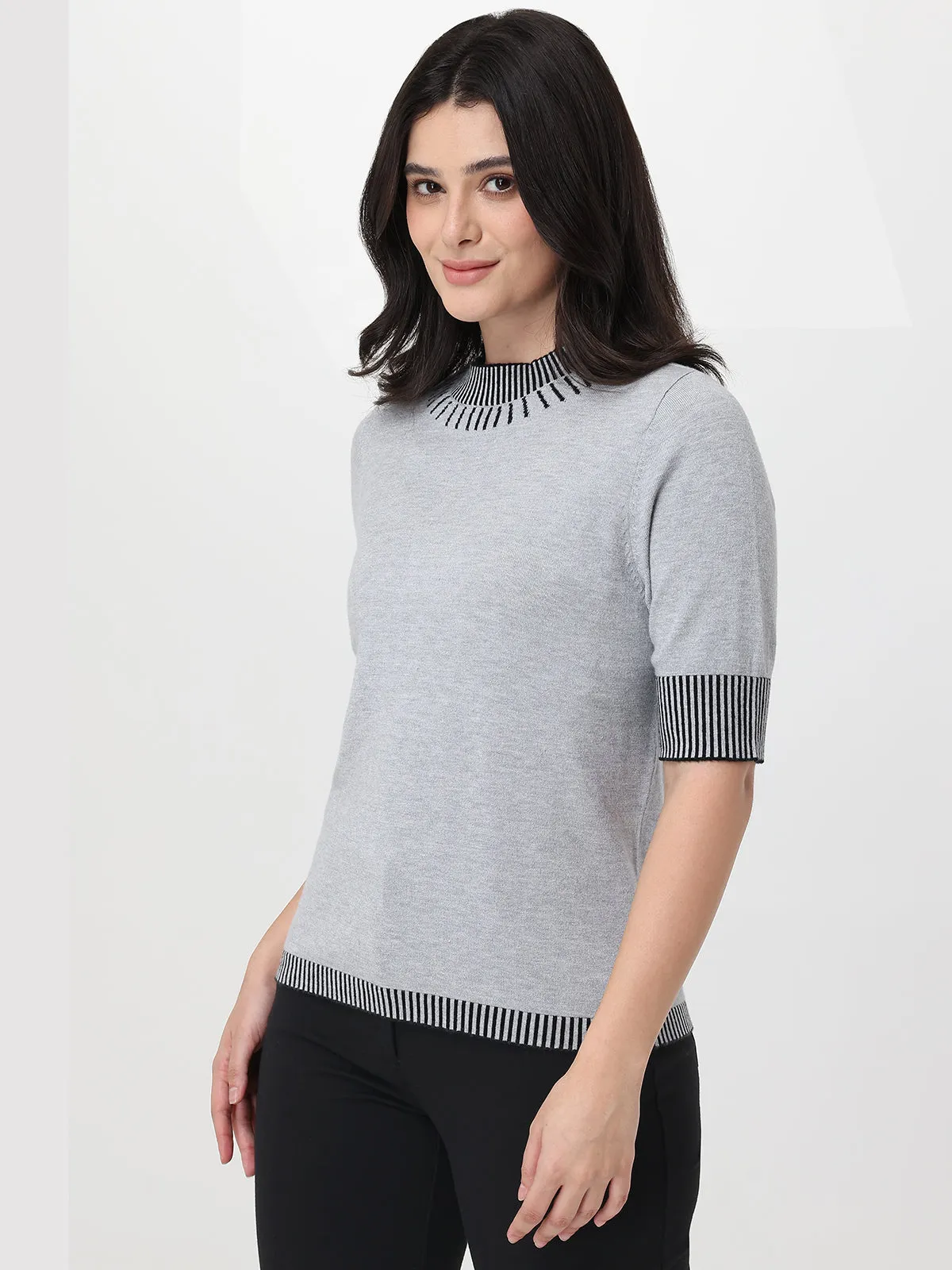 Contrast Trim Mock Neck Sweater sold by 89th & Madison product image thumbnail 2