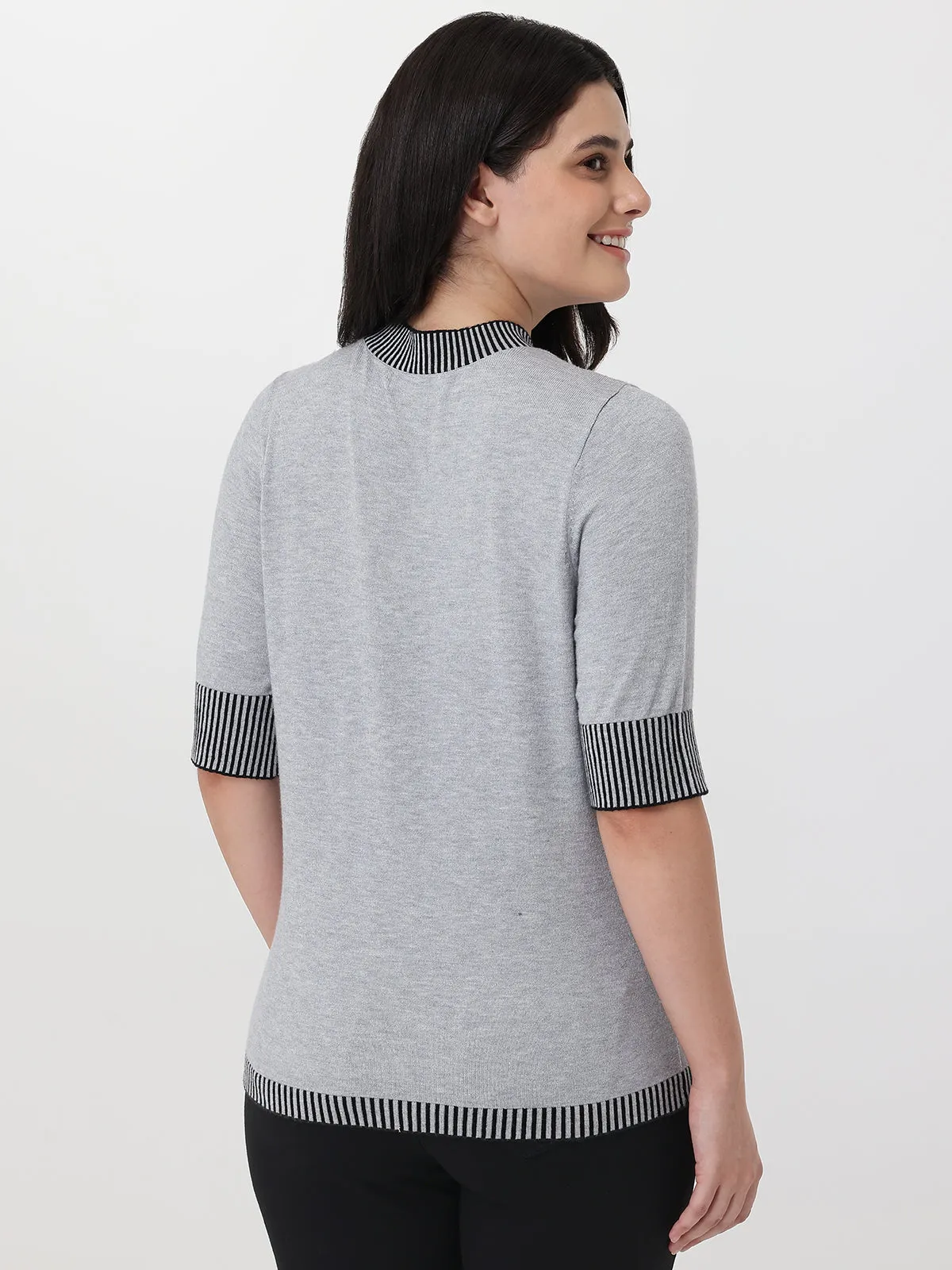 Contrast Trim Mock Neck Sweater sold by 89th & Madison product image thumbnail 3