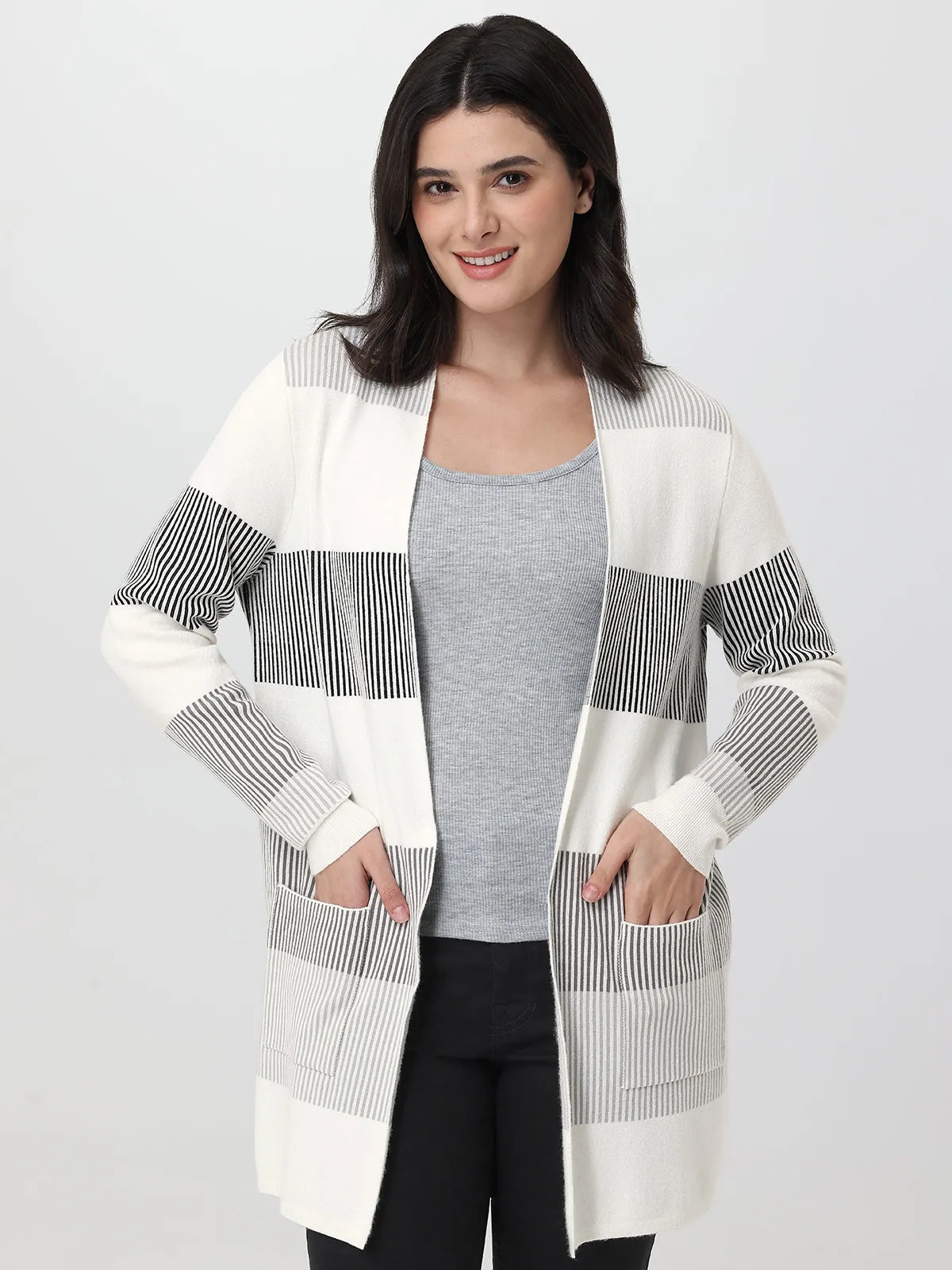 Stripe Colorblock Open Cardigan sold by 89th & Madison product image thumbnail 4