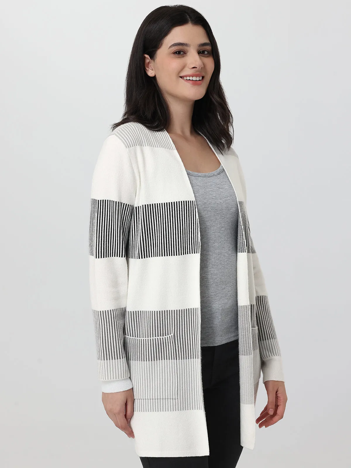 Stripe Colorblock Open Cardigan sold by 89th & Madison product image thumbnail 3