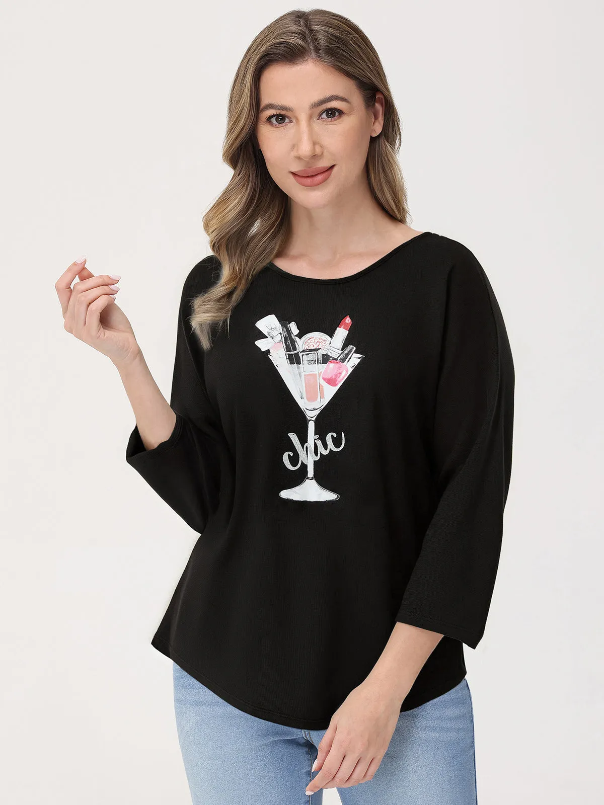 Wine Glass Graphic Top sold by 89th & Madison