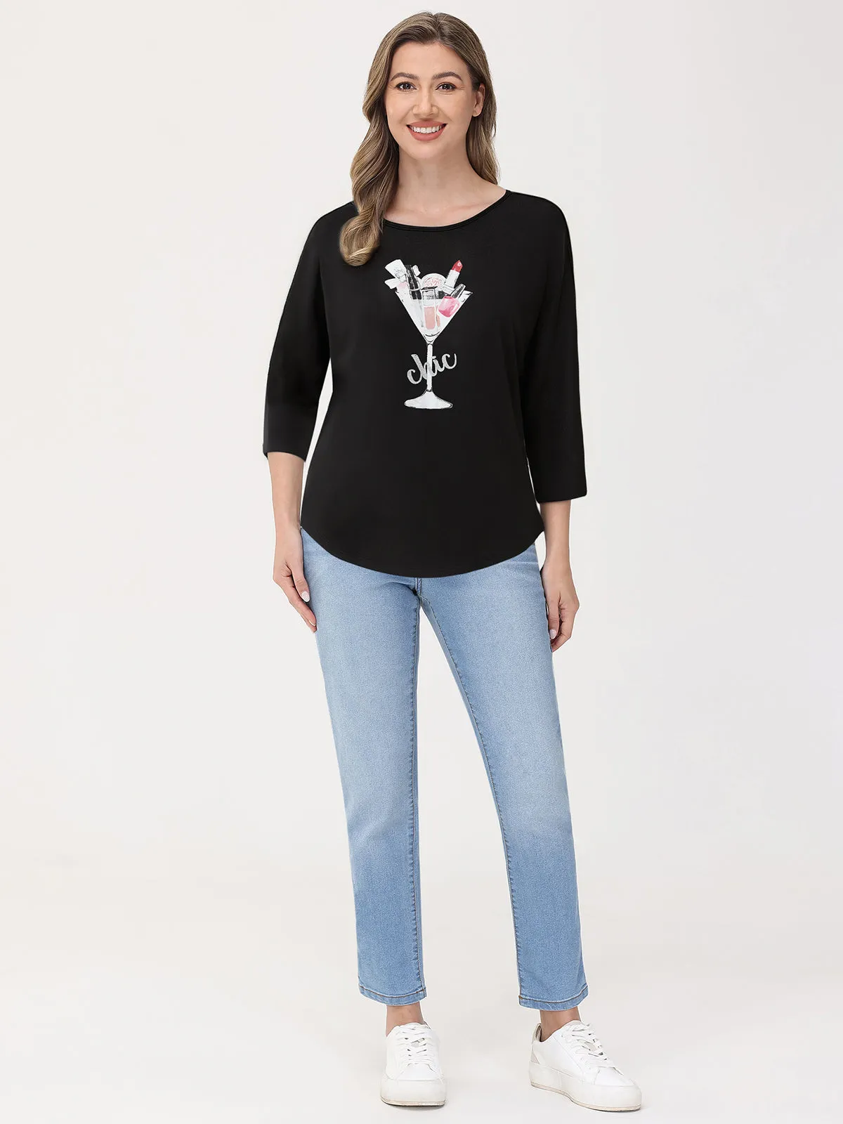 Wine Glass Graphic Top sold by 89th & Madison product image thumbnail 4