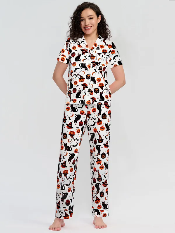 Halloween Pumpkin Short Sleeve Pajamas Set sold by 89th & Madison