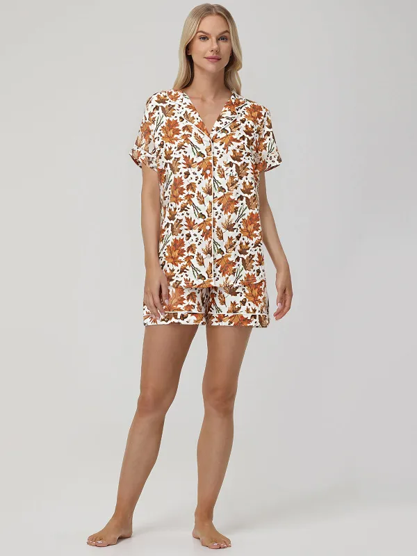Autumn Leaves Short Pajamas Set sold by 89th & Madison