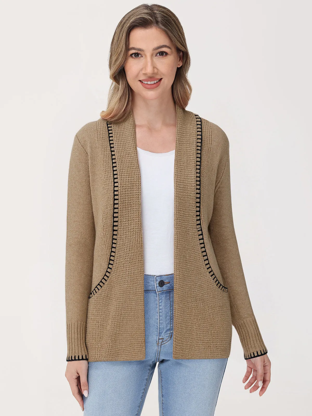 Contrast Stitch J-Pocket Cardigan sold by 89th & Madison