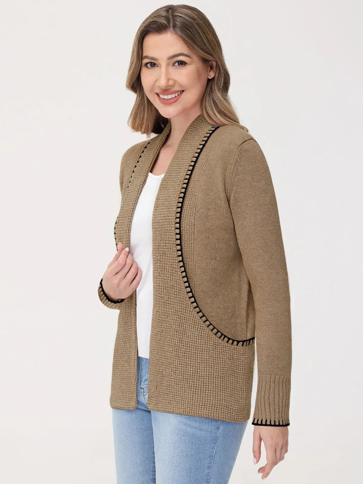 Contrast Stitch J-Pocket Cardigan sold by 89th & Madison product image thumbnail 3