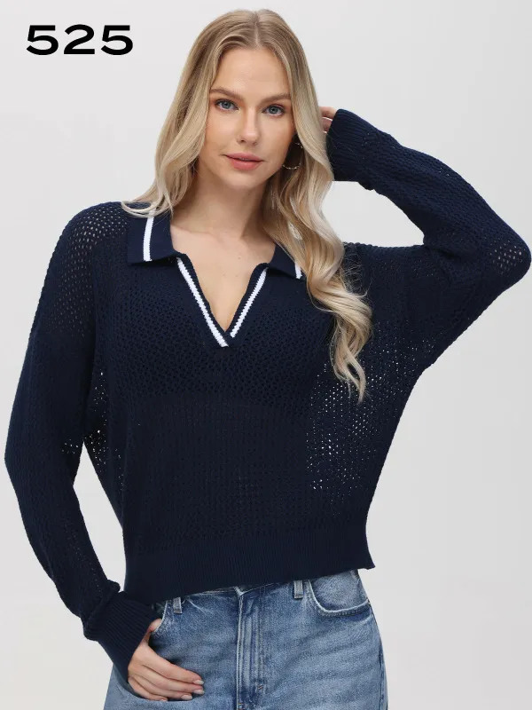 Cara: Tipping Polo Pullover sold by 89th & Madison