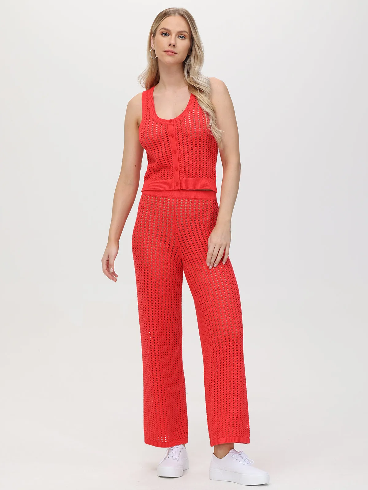 Lisa: Cotton Pointelle Button Front Tank sold by 89th & Madison product image thumbnail 5