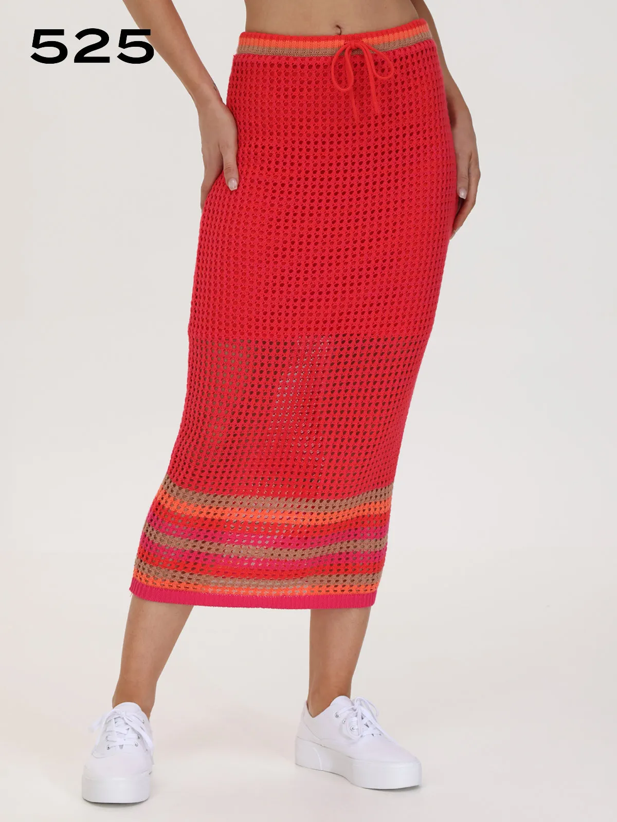 Vienna: Stripe Pointelle Midi Skirt sold by 89th & Madison