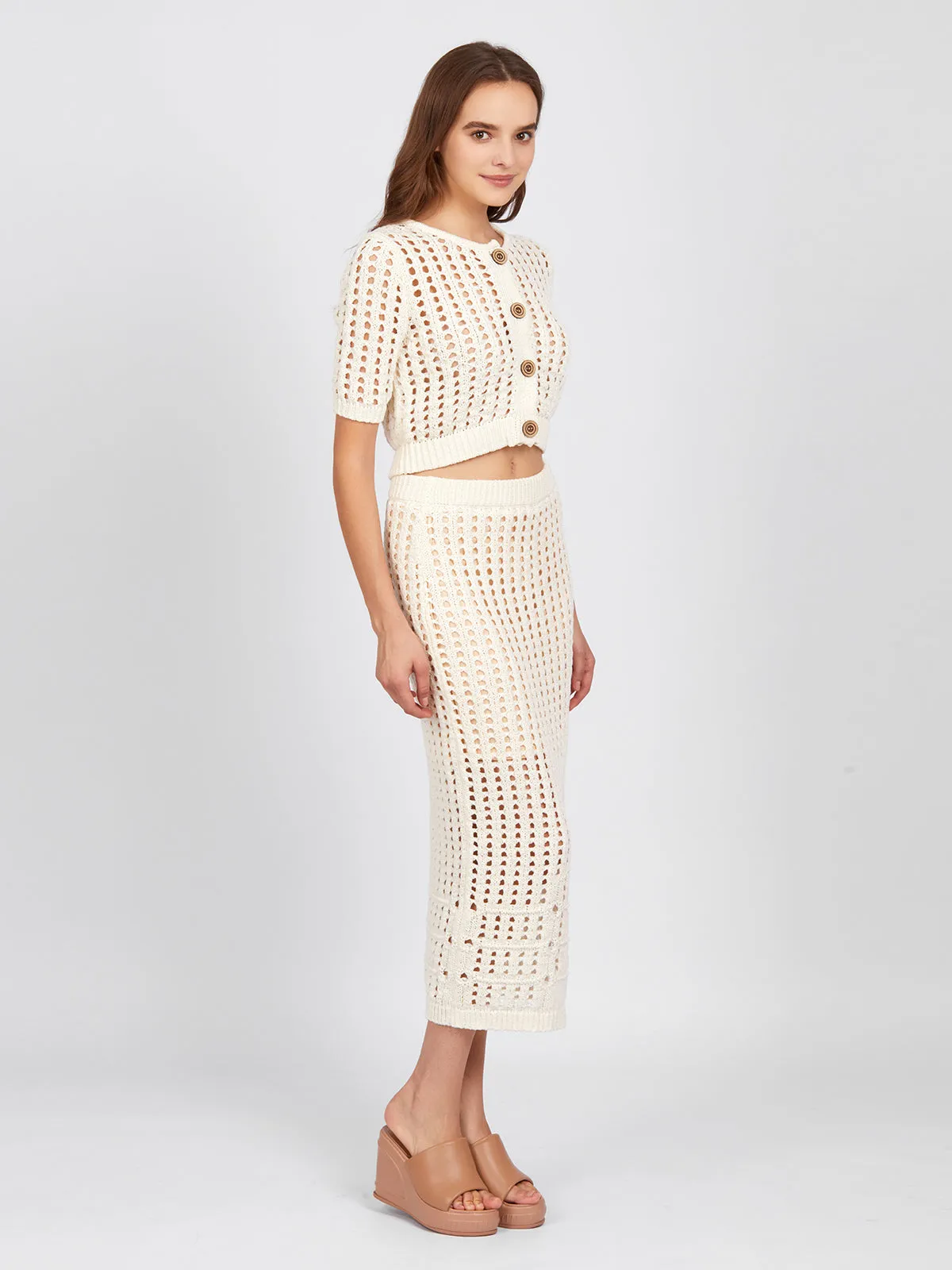 Christina: Open Stitch Midi Skirt sold by 89th & Madison product image thumbnail 4