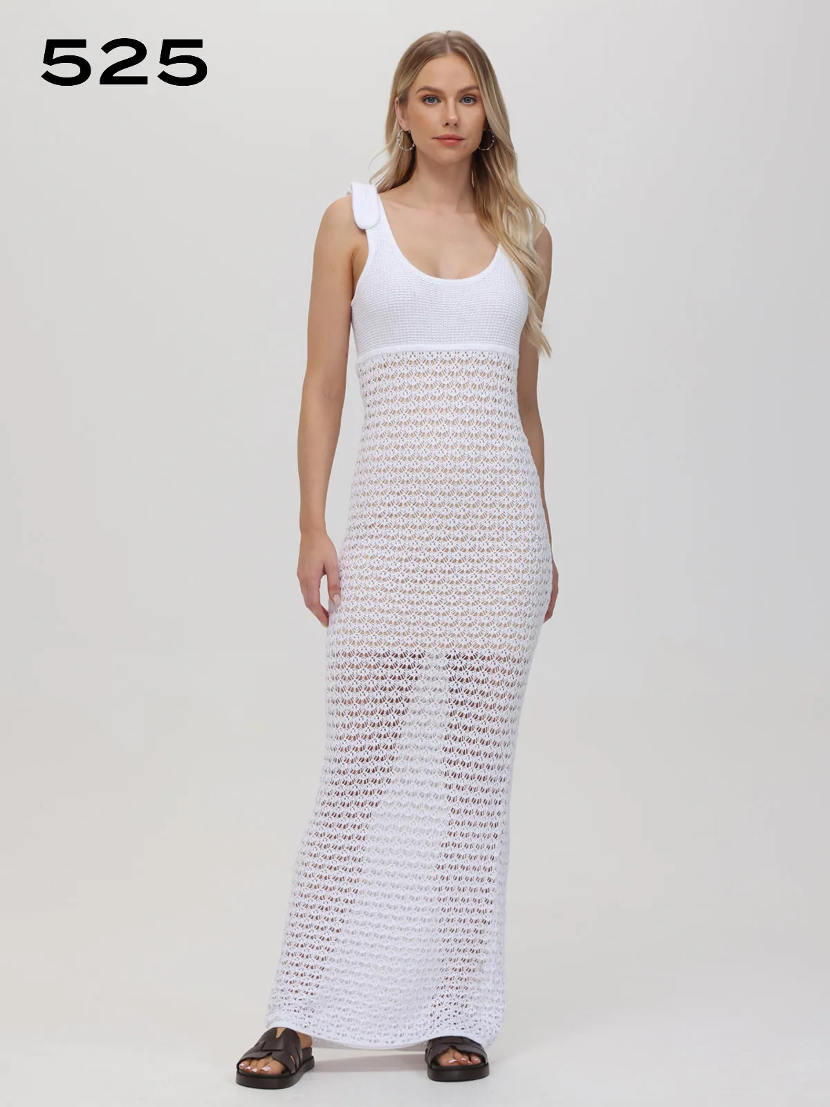 Serenity: Cotton Crochet Maxi Bow Tank Dress sold by 89th & Madison