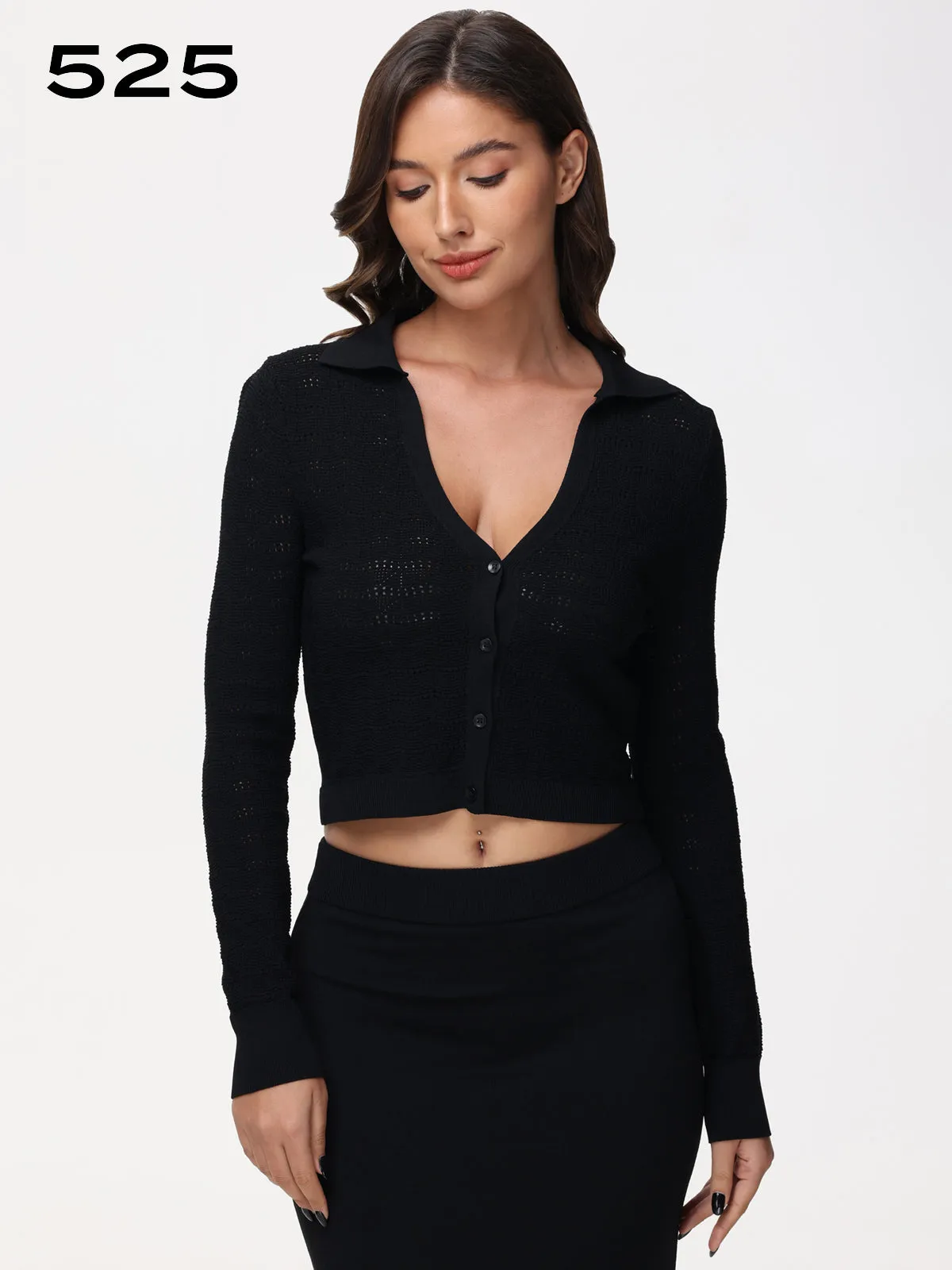 Cara: Cropped Johnny Collar Cardigan sold by 89th & Madison