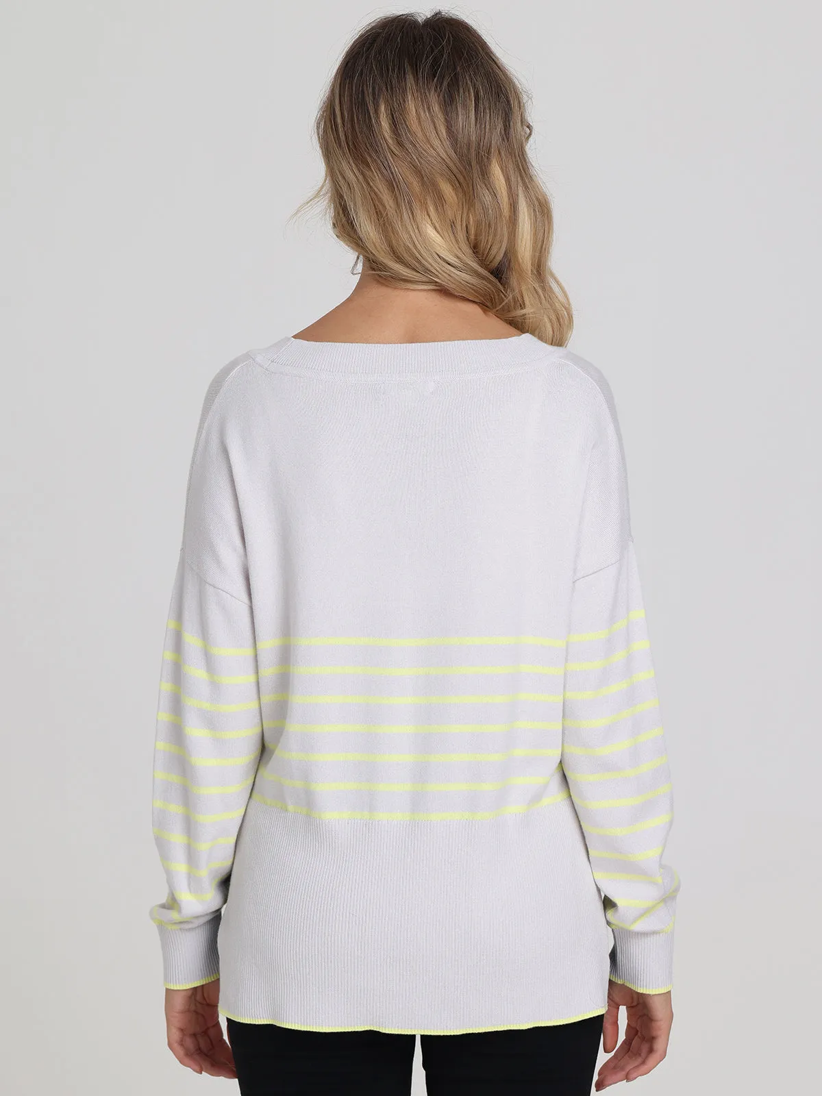 Noor: Stripe Oversized V-Neck Pullover sold by 89th & Madison product image thumbnail 3