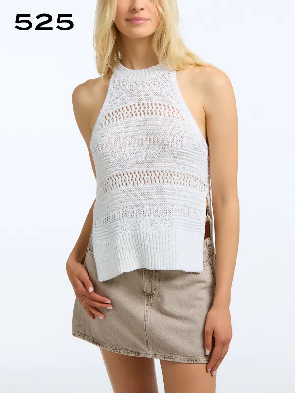 Olivia: Crochet Halter Tank sold by 89th & Madison