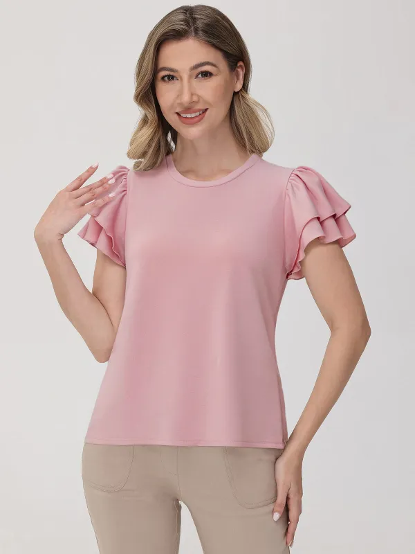 Double Layers Ruffle Sleeve Top sold by 89th & Madison