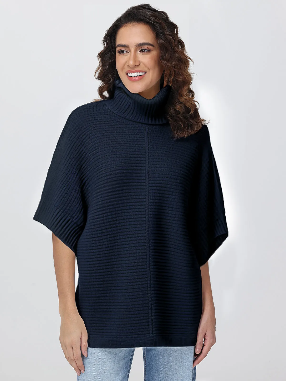 Ribbed Turtleneck Poncho sold by 89th & Madison