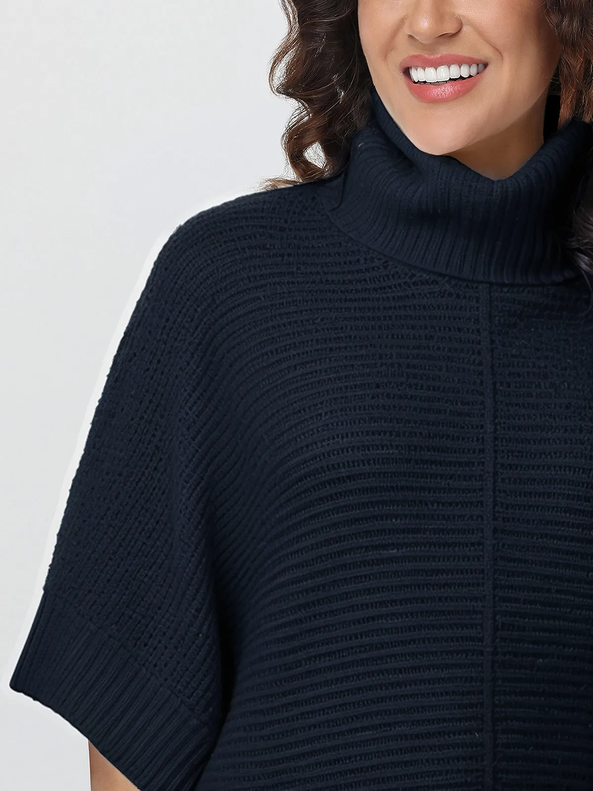 Ribbed Turtleneck Poncho sold by 89th & Madison product image thumbnail 4