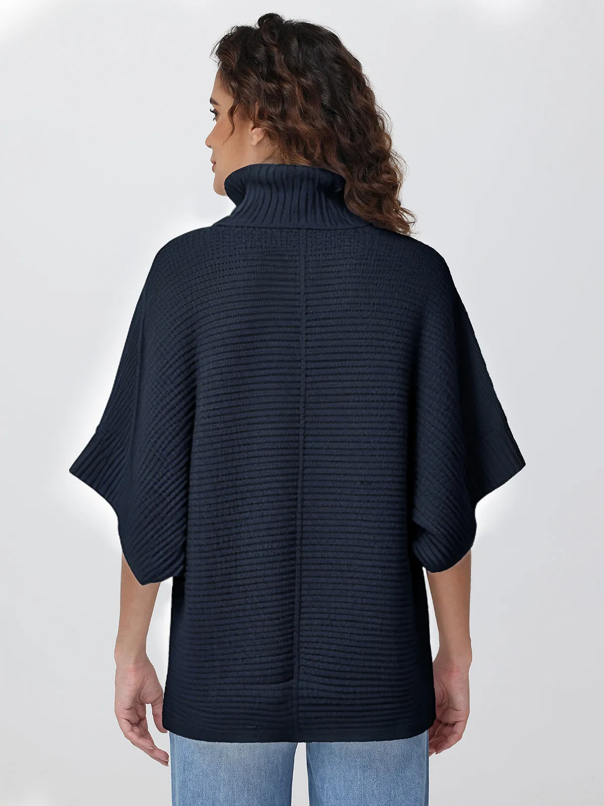 Ribbed Turtleneck Poncho sold by 89th & Madison product image thumbnail 2
