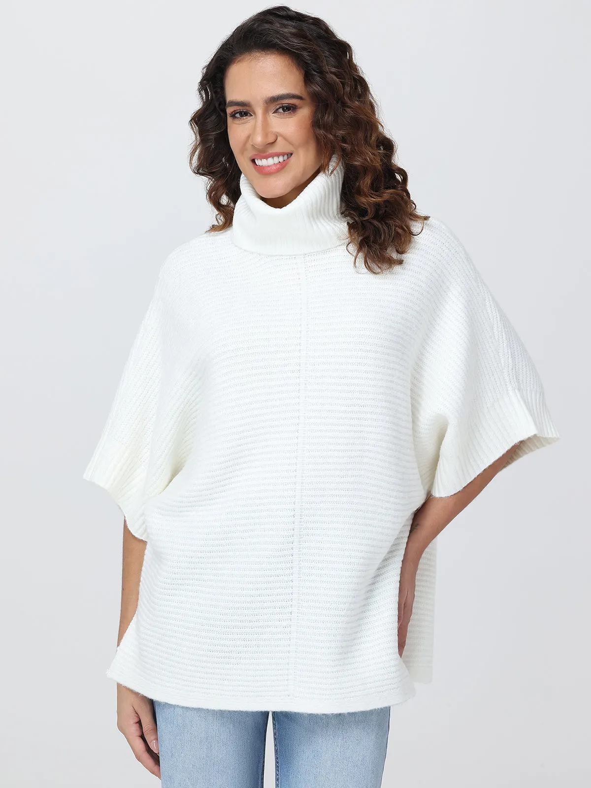 Ribbed Turtleneck Poncho sold by 89th & Madison