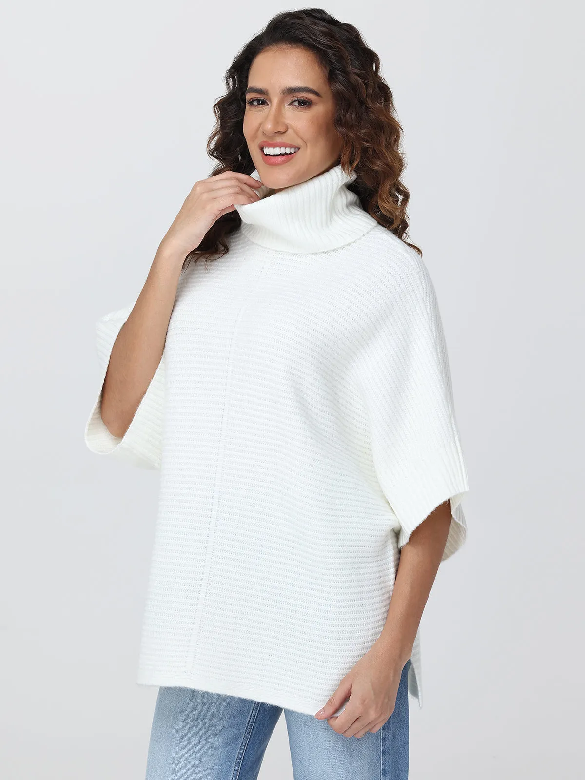Ribbed Turtleneck Poncho sold by 89th & Madison product image thumbnail 3