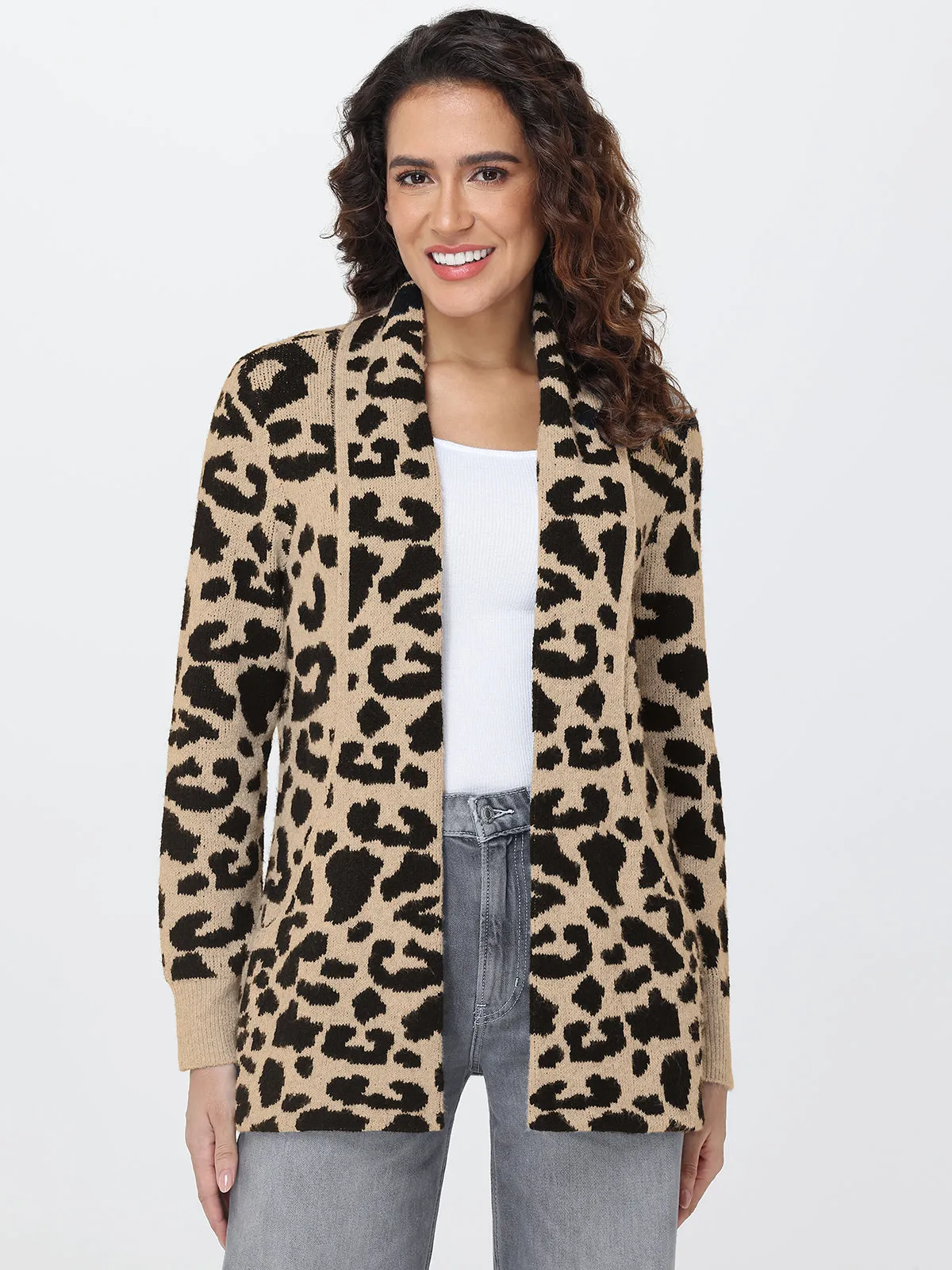 Leopard Print J-Pocket Cardigan sold by 89th & Madison