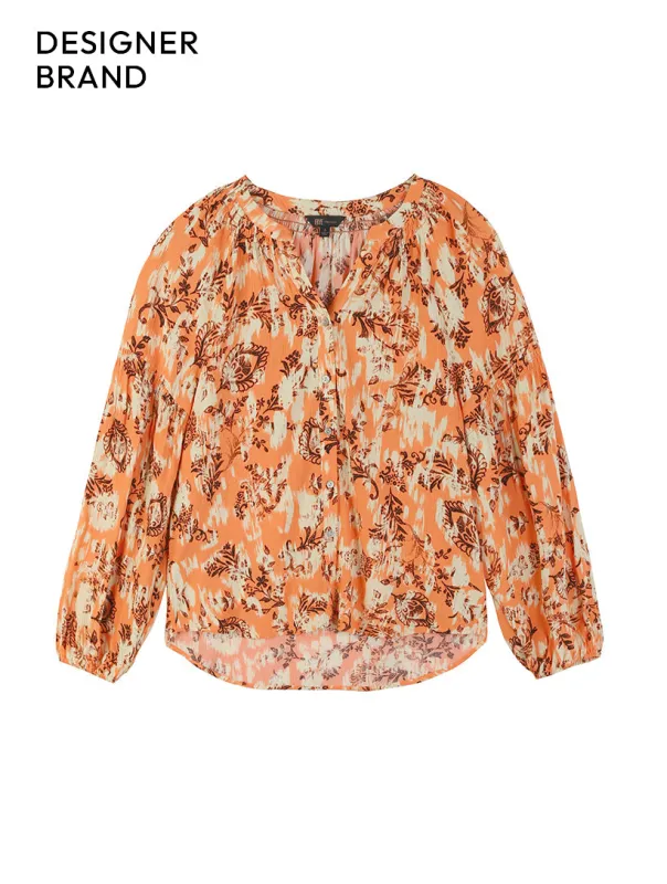 Dropped Shoulder Button Front Top sold by 89th & Madison