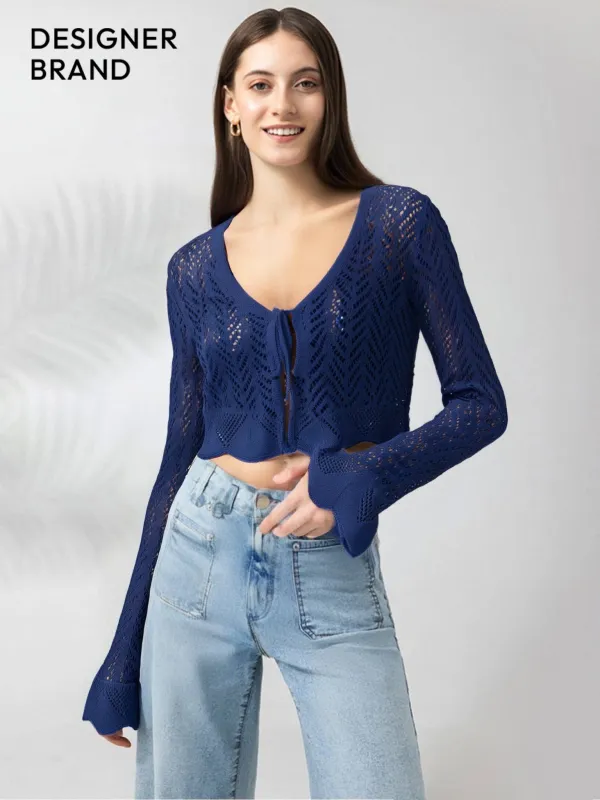 Pointelle Tie Cardigan sold by 89th & Madison