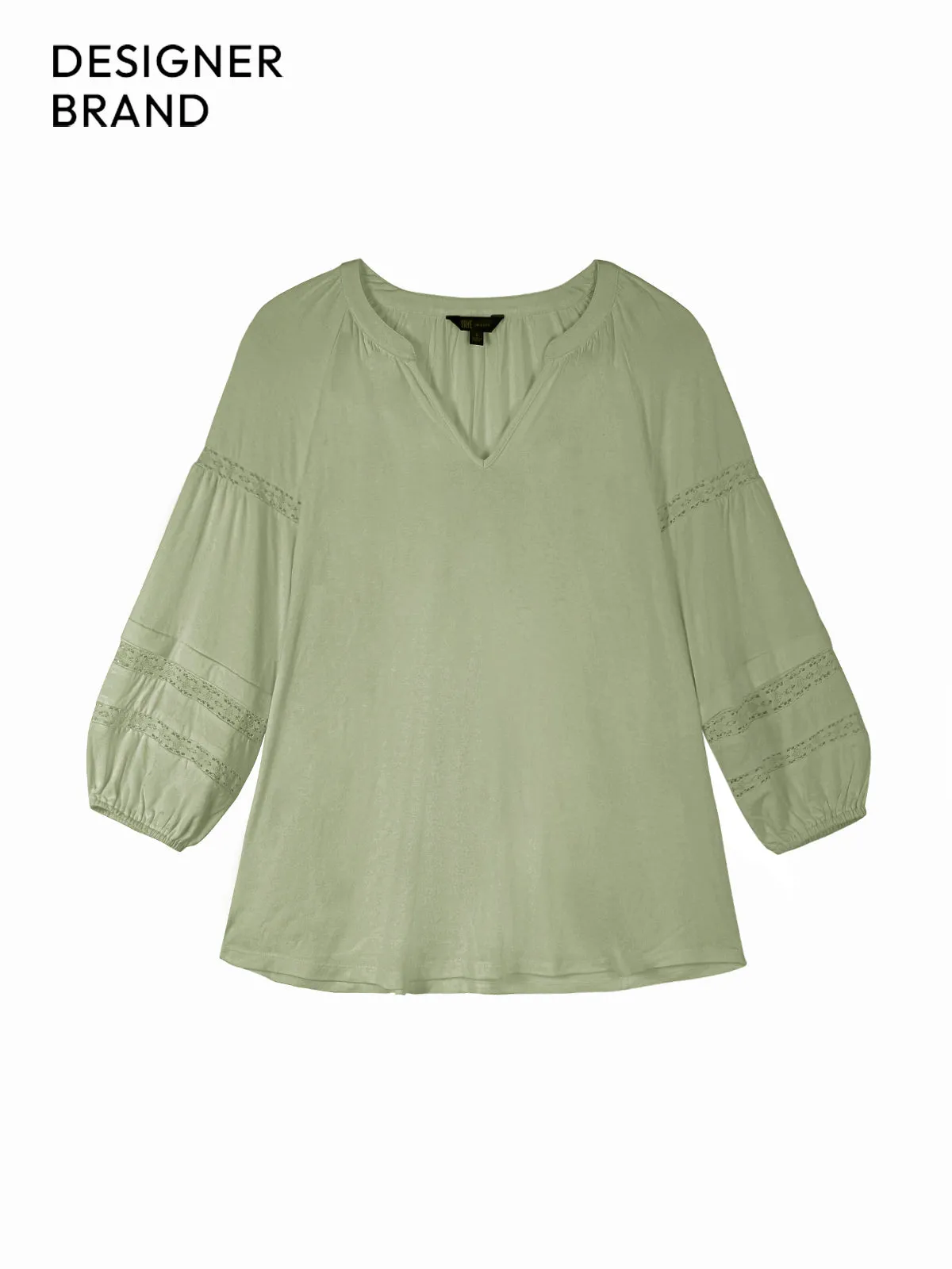 Split Neck Blouson Sleeve Blouse sold by 89th & Madison