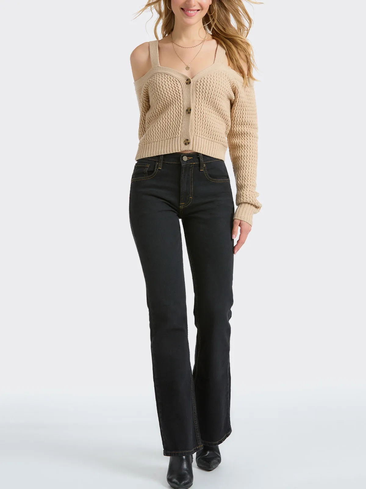 Cold Shoulder Rack Stitch Cardigan sold by 89th & Madison product image thumbnail 4