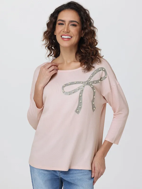Bow Embellished Dolman Sleeve Top sold by 89th & Madison