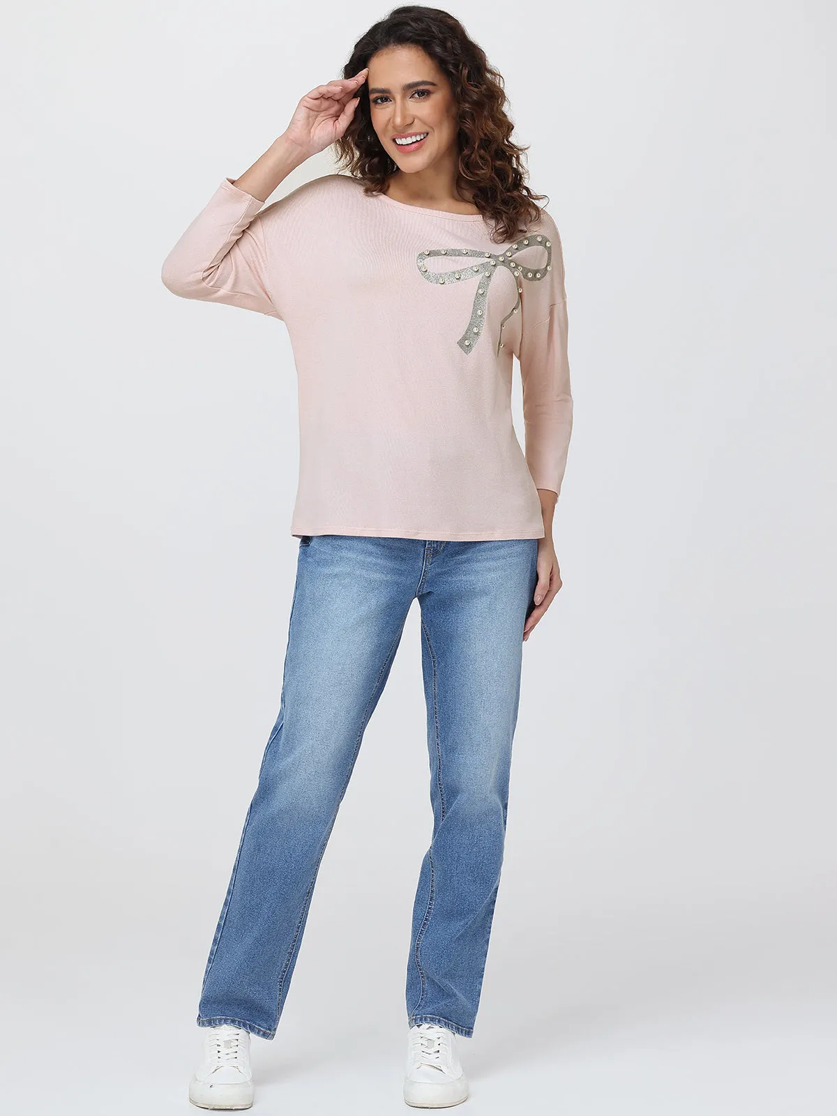 Bow Embellished Dolman Sleeve Top sold by 89th & Madison product image thumbnail 5