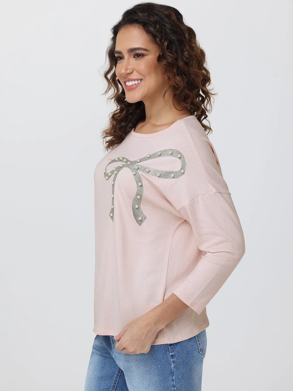 Bow Embellished Dolman Sleeve Top sold by 89th & Madison product image thumbnail 3