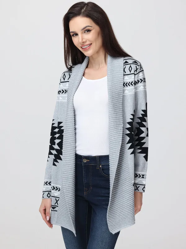 Geometric Pattern Turnback Cardigan sold by 89th & Madison