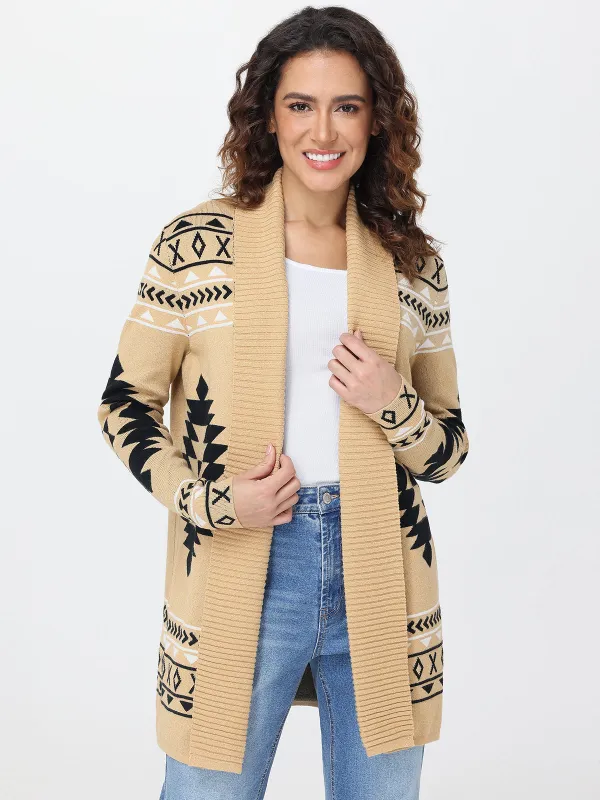 Geometric Pattern Turnback Cardigan sold by 89th & Madison