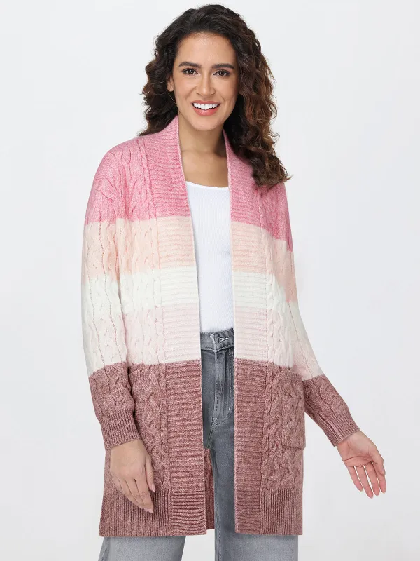 Cable Knit Colorbock Cardigan sold by 89th & Madison