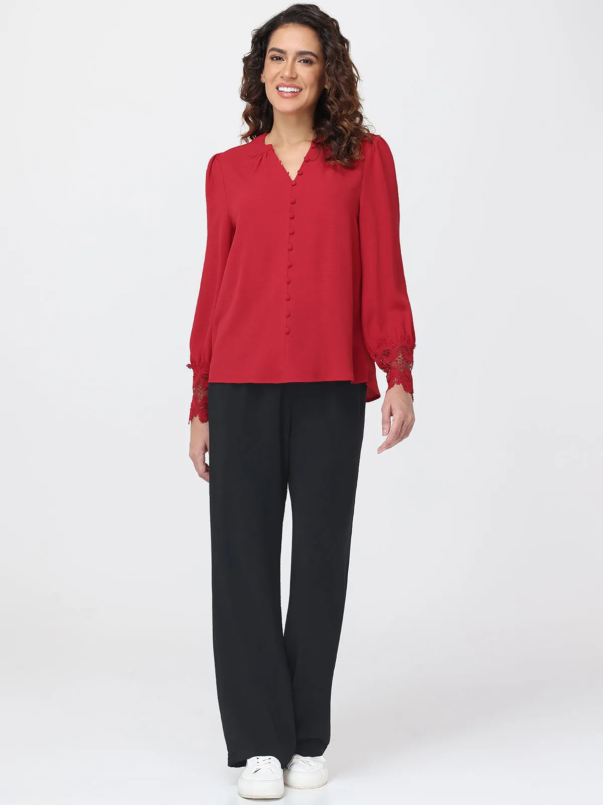 Lace Cuff Button Down Blouse sold by 89th & Madison product image thumbnail 5