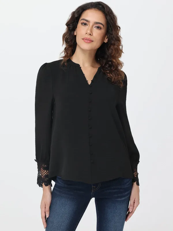 Lace Cuff Button Down Blouse sold by 89th & Madison